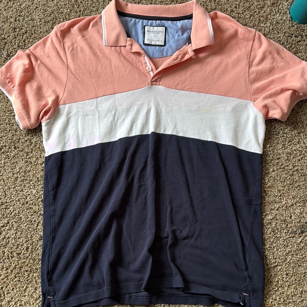Banana Republic Pink and White Polo Shirt Classic Style